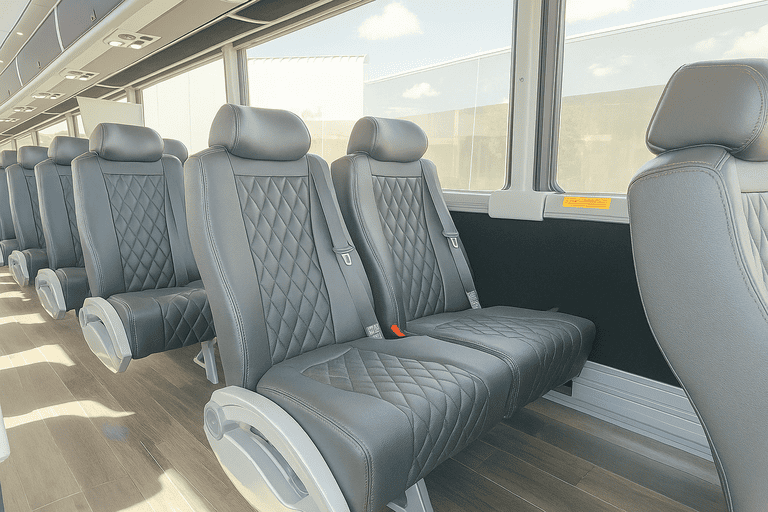 interior of Overland Park Coach Bus Service charter bus