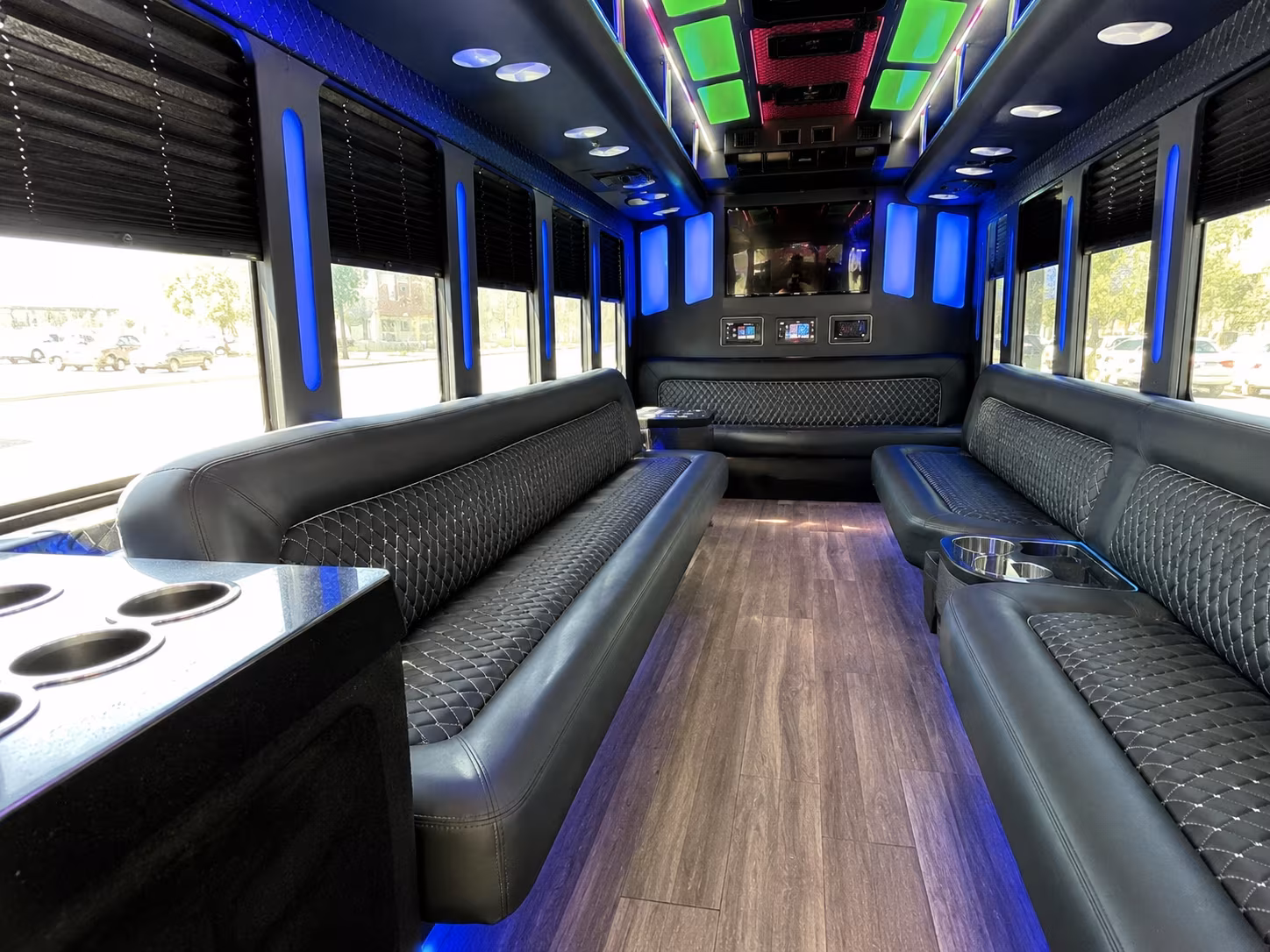 overland park 15 passenger party bus inside