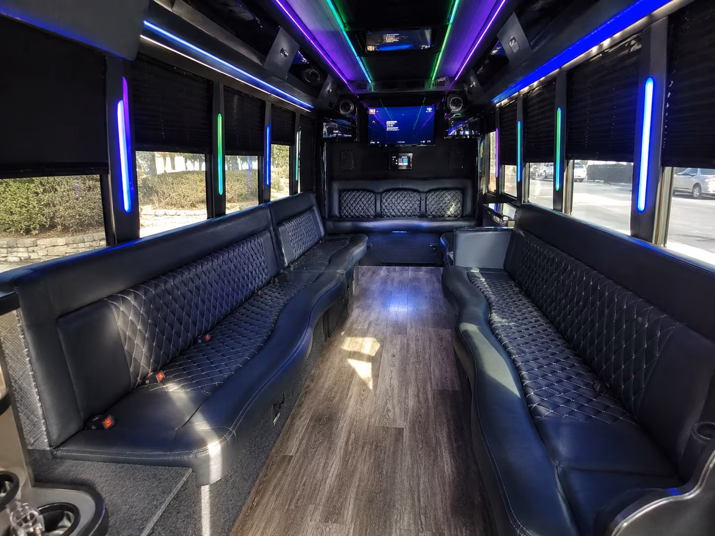 overland park 15 passenger party bus interior
