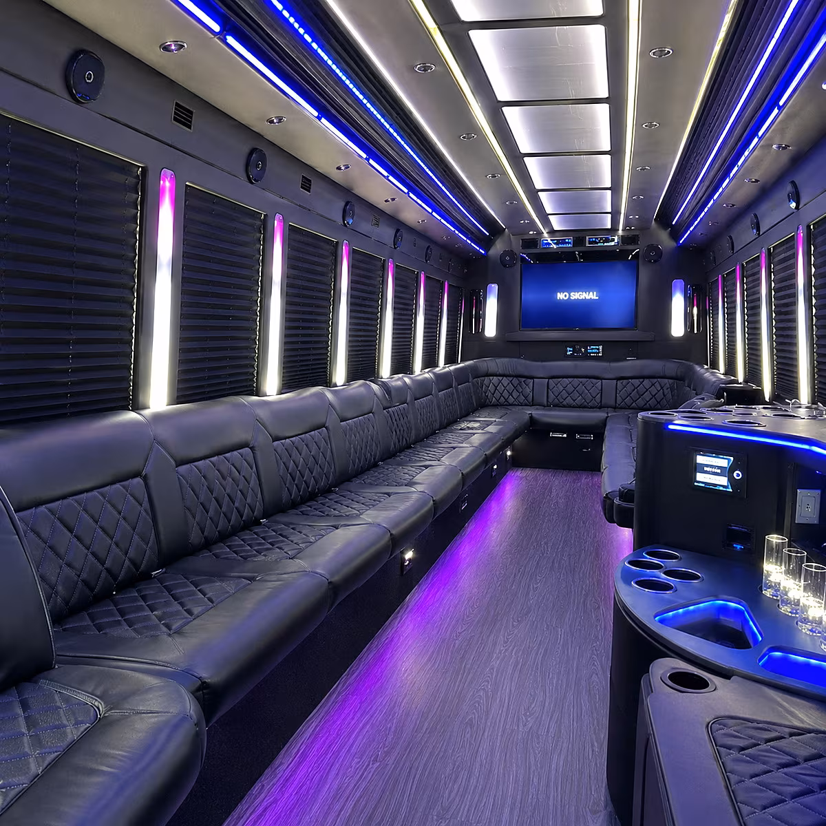 overland park 30 passenger party bus inside