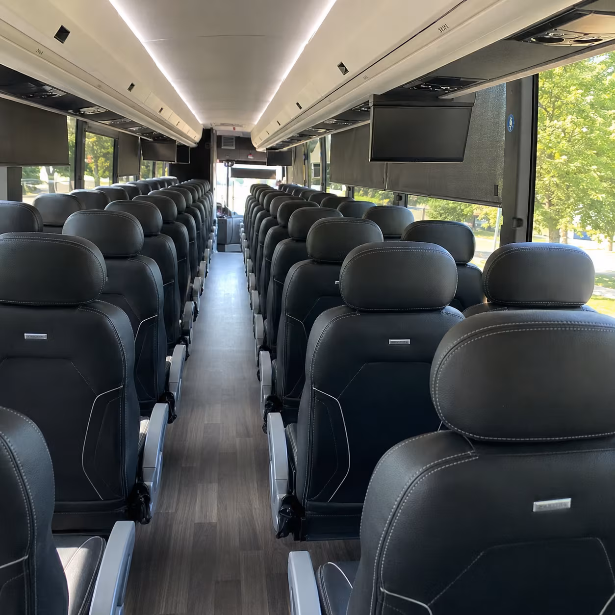 overland park 56 passenger charter bus interior